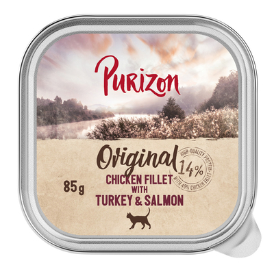 6x85g Kipfilet met kalkoen & Zalm Purizon Original graanvrij kattenvoer - natvoer katten