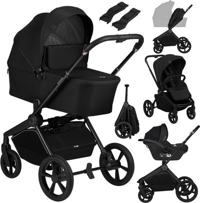 Lionelo Freya 3in1 Kinderwagen Set – Reiswieg, Wandelwagen & Astrid i-Size Autostoel (40–87 cm) –Premium - Vanaf Geboorte tot 22 kg – PU-Wielen met Vering – Omkeerbare Zitting – UPF50+ Kap
