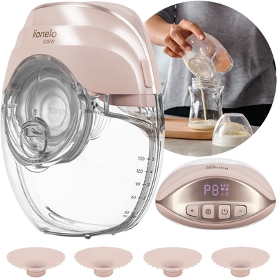 Lionelo Fidi Free Slim Hands-Free Borstkolf – Draadloos & Zeer Stil (≤40 dB) – Driefasig Systeem met 8 Niveaus – Licht & Slank 214 g – 150 ml Tritan Reservoir – 4 Borstschilden (17–24 mm)
