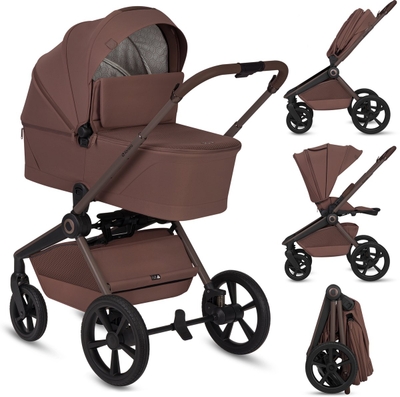 Lionelo Freya 3in1 Kinderwagen Set – Reiswieg, Wandelwagen & Astrid i-Size Autostoel (40–87 cm) –Premium - Vanaf Geboorte tot 22 kg – PU-Wielen met Vering – Omkeerbare Zitting – UPF50+ Kap