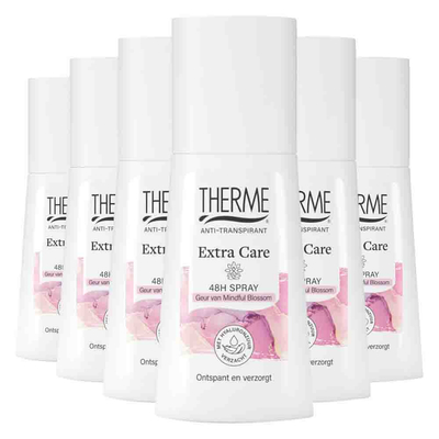 6x Therme Deodorant Spray Extra Care Mindful Blossom 75 ml