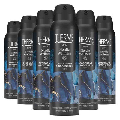 6x Therme Men Deodorant&Bodyspray Nordic Wellness 150 ml