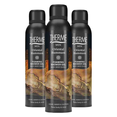 3x Therme Men Foaming Shower Gel Oriental Hammam 200 ml