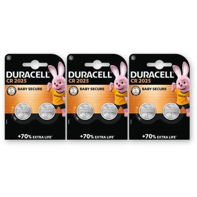 Duracell 2025 Lithium-knoopcelbatterij CR2025 3pk Batterijen 3 stuks