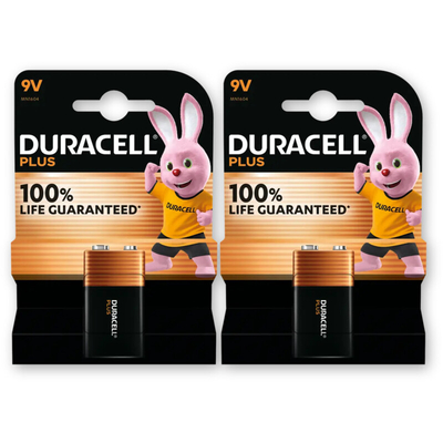 Duracell Plus 9V-alkaline batterijen 6LR61 2-pack Batterijen 2 stuks