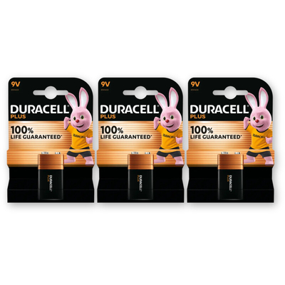 Duracell Plus 9V-alkaline batterijen 6LR61 3-pack Batterijen 3 stuks