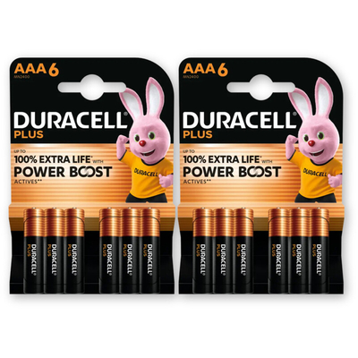 Duracell Plus AAA-alkaline batterijen MN2400 2-pk Batterijen 2 stuks