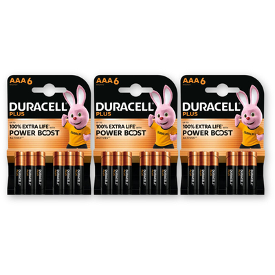 Duracell Plus AAA-alkaline batterijen MN2400 3-pk Batterijen 3 stuks