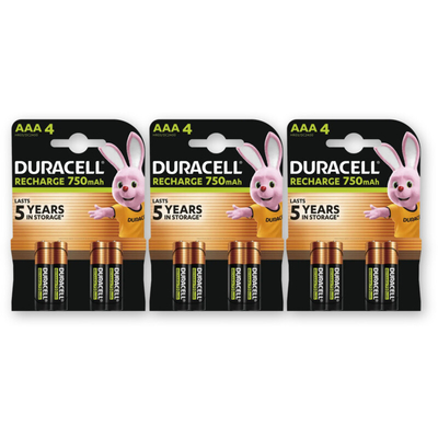 Duracell Rechargeable AAA-batterijen 750 mAh 3-pk Batterijen 3 stuks