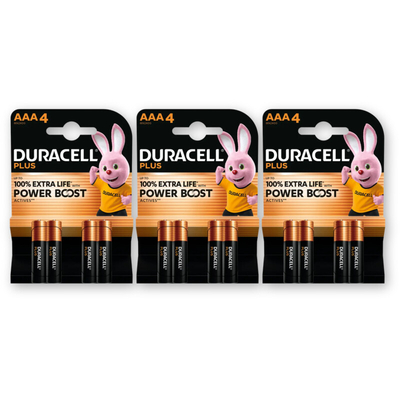 Duracell Plus AAA-alkaline batterij MN2400 3-pk. Batterijen 3 stuks