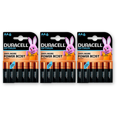 Duracell Optimum AA batterijen 3-pack. Batterijen 3 stuks