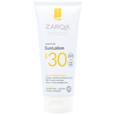 Gratis ZARQA toilettas | ZARQA Sensitive Sunlotion SPF30 - 100ml
