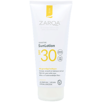 Gratis ZARQA toilettas | ZARQA Sensitive Sunlotion SPF30 - 200ml