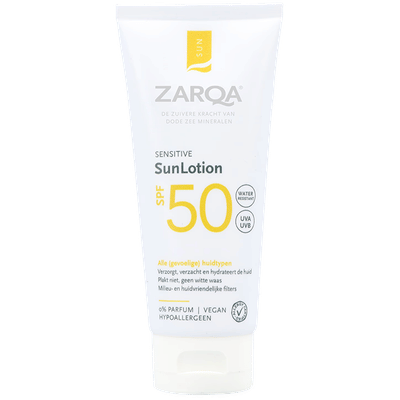 Gratis ZARQA toilettas | ZARQA Sensitive Sunlotion SPF50 - 100ml