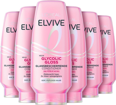 L'Oréal Paris Elvive Glycolic Gloss Conditioner 200ml - Dof haar - 6 stuks
