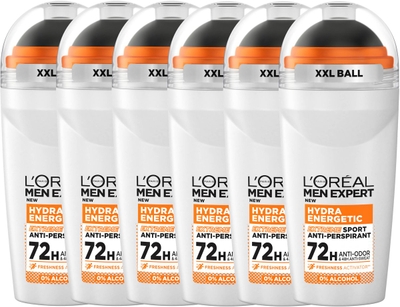 L'Oréal Paris Men Expert Extreme Sport Deodorant Roller - 72U anti-geur - Verrijkt met Freshness Activator - 50ml x6