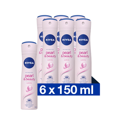 NIVEA Pearl & Beauty deodorant spray - 6 x 150 ml - voordeelverpakking