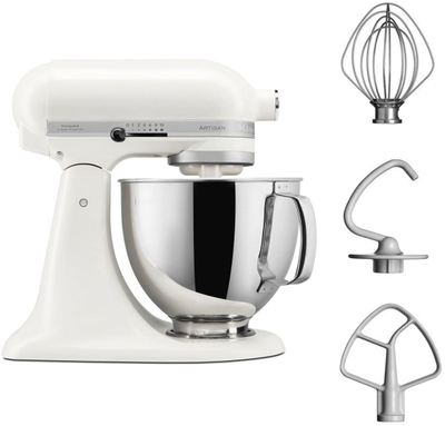 KitchenAid Artisan 5KSM125EPL - Keukenmachine - 4,8L - Porselein wit - 3 menghaken