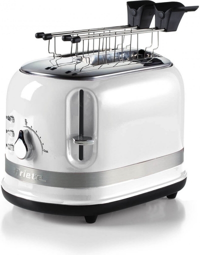Ariete 0149/01 - Moderna broodrooster met tostiklemmen - 6 bruiningsniveaus - 2 Sleuven - Opwarm en Ontdooi-functie - 815W - Wit