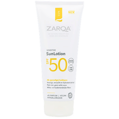 Gratis ZARQA toilettas | ZARQA Sensitive Sunlotion SPF50 - 200ml
