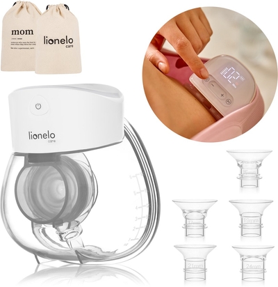 Lionelo Fidi Free Lumi - Elektrische borstkolf - 2 werkingsstanden - massagefunctie - 9 versstelbare niveaus van kracht - 6 verschillende maten van siliconen - capaciteit van 180 ml - energiebesparend - stille werking - timer