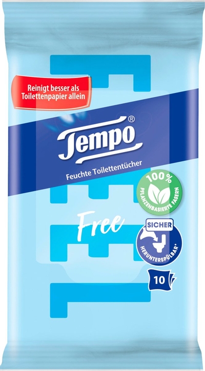 Tempo vochtig toiletpapier - 10 doekjes