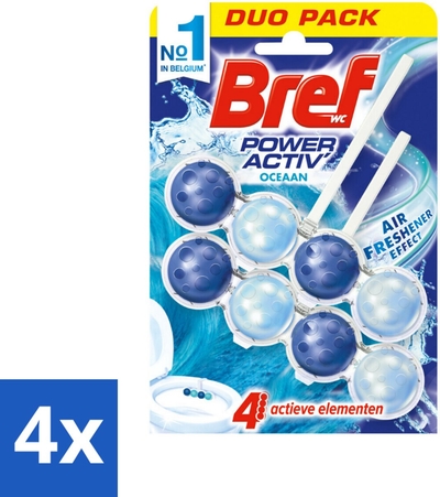 Bref Toiletblok Power Activ Oceaan 2 stuks per verpakking  - 4 stuks