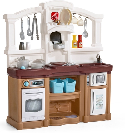 Step2 Fun with Friends Speelkeuken Bruin - Elektronische kookplaat - Incl. 23-delige accessoire-set