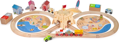 BIGJIGS Kust Opruim Trein Set - Houten treinset - Educatief speelgoed - 3+ jaar