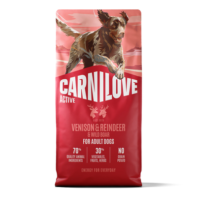 Carnilove Active Adult met hert. rendier & wild zwijn - 12 kg - hondenbrokken