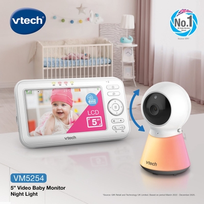 Vtech VM5254 - Babyfoon met camera- nachlampje- nachtzichtmodus - intercom - wandhouder