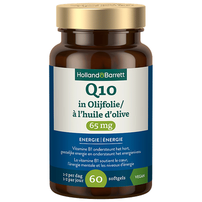 1+1 gratis | Holland & Barrett Q10 Vitamine B1 in Olijfolie 65mg - 60 softgels