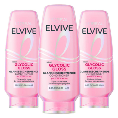 3x L'Oréal Elvive Glycolic Gloss Conditioner 200 ml