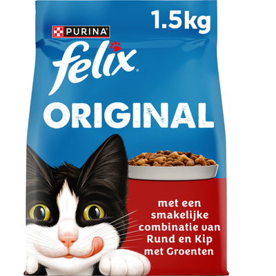 Felix Original rund en kip met groenten Kattenbrokken 1,5 kg