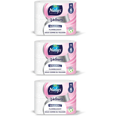 Nalys Velours 3-laags toiletpapier - 3 rollen