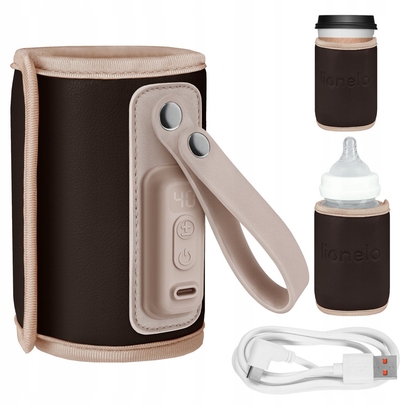 Lionelo Thermup GO - draagbare flessenwarmer met USB aansluiting - Bruin