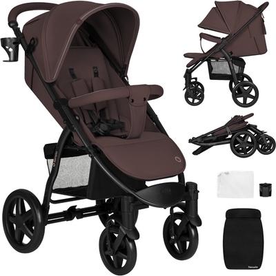 Lionelo Buggy Annet Plus – Lichtgewicht & Inklapbaar – Grote Massieve Wielen met Vering – Inclusief Voetenzak, Klamboe & Bekerhouder – Verstelbare Rugleuning & Voetsteun – Wandelwagen vanaf de geboorte tot 22 kg – Kinderwagen