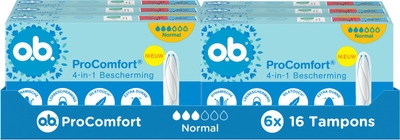 o.b. ProComfort Normal - tampon gemiddelde tot zwaardere menstruatiedagen - 6 x 16 tampons