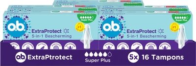 o.b. ExtraProtect Super Plus - tampons - tampon zeer zware menstruatiedagen - 5 x 16 tampons