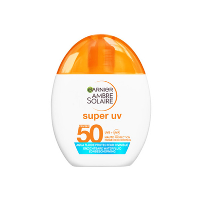 Garnier Ambre Solaire Super UV Onzichtbare Waterfluid Zonbescherming SPF50 - Voor gezicht - Met hyaluronzuur - Vegan - 40ml
