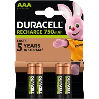 Duracell oplaadbare AAA 750mAh batterijen - 4 stuks