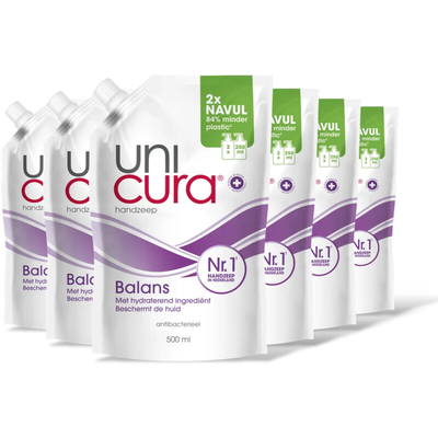 Unicura Handzeep balans refill 6-pack Vloeibare zeep 6 stuks