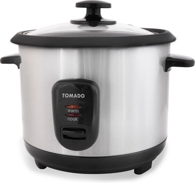 Tomado TRC1001S - Rijstkoker - Inhoud 1 liter - Warmhoudfunctie - 5 porties - Anti aanbaklaag - Rice cooker - Rvs