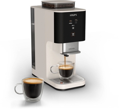 Krups Coffee Crush SA4001 - Automatische koffiemachine - Ivory - Compact 15 cm breed - Geschikt voor bonen en gemalen koffie