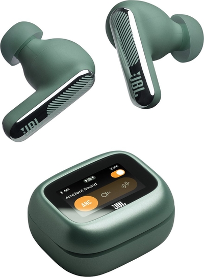 JBL Live Beam 4 – Draadloze Oortjes met Noise Cancelling – Smart Case met Touchscreen – Draadloos Bluetooth Oordopjes – 48 uur – Waterdicht – IP55 - Groen