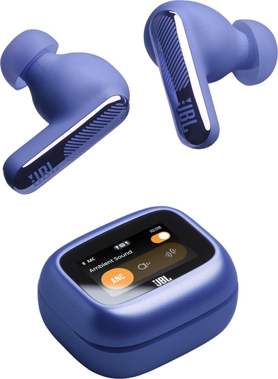 JBL Live Beam 4 – Draadloze Oortjes met Noise Cancelling – Smart Case met Touchscreen - True Wireless Bluetooth – 48 uur – Waterdicht – IP55 - Blauw