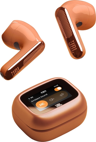 JBL Live Flex 4 – Draadloze Oortjes met Noise Cancelling – Smart Case met Touchscreen – Bluetooth Draadloos Oordopjes – 50 uur – Waterdicht – IP54 - Oranje