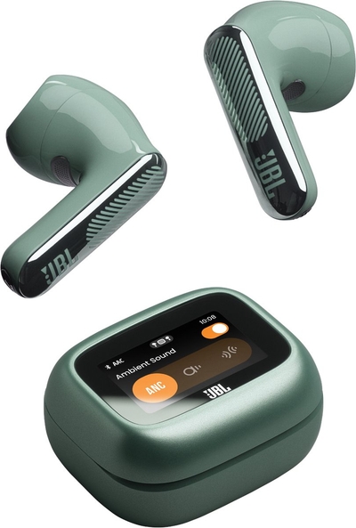 JBL Live Flex 4 – Draadloze Oortjes met Noise Cancelling – Smart Case met Touchscreen – Bluetooth Draadloos Oordopjes – 50 uur – Waterdicht – IP54 - Groen