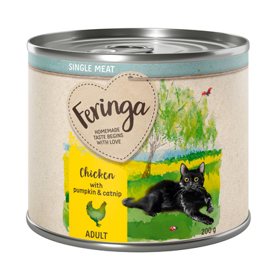 Feringa Single Meat Menu 12 x 200 g Kattenvoer - Eend met Cottage cheese & Valeriaan - natvoer katten