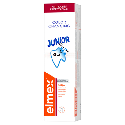 12x Elmex Tandpasta Junior (6-12 Jaar) Colour Changing 75 ml